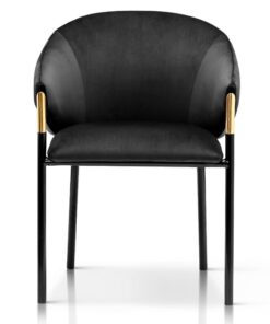 KRZESŁO Fancy czarne, welurowe siedzisko, czarno-złote, metalowe nogi, styl glamour, piękne