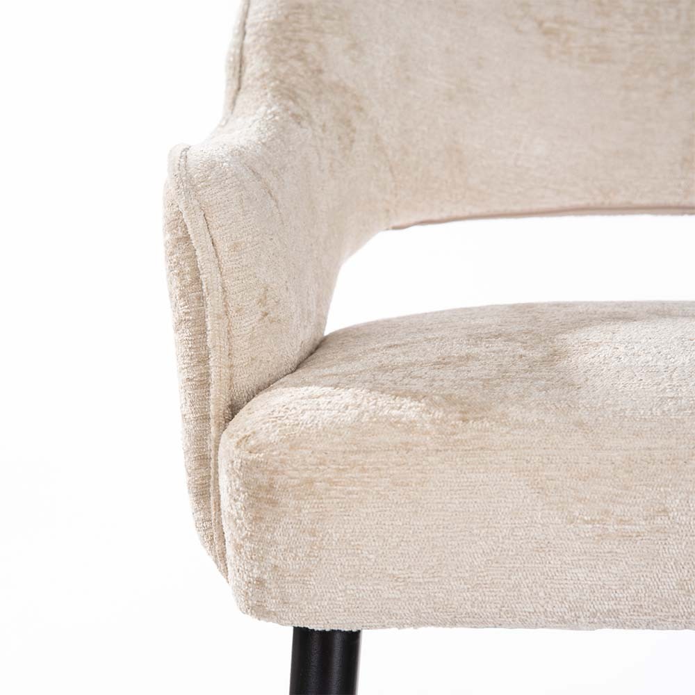 KRZESŁO Mercy Plus welwetowe, kremowe siedzisko, czarno-złote nogi drewniane3