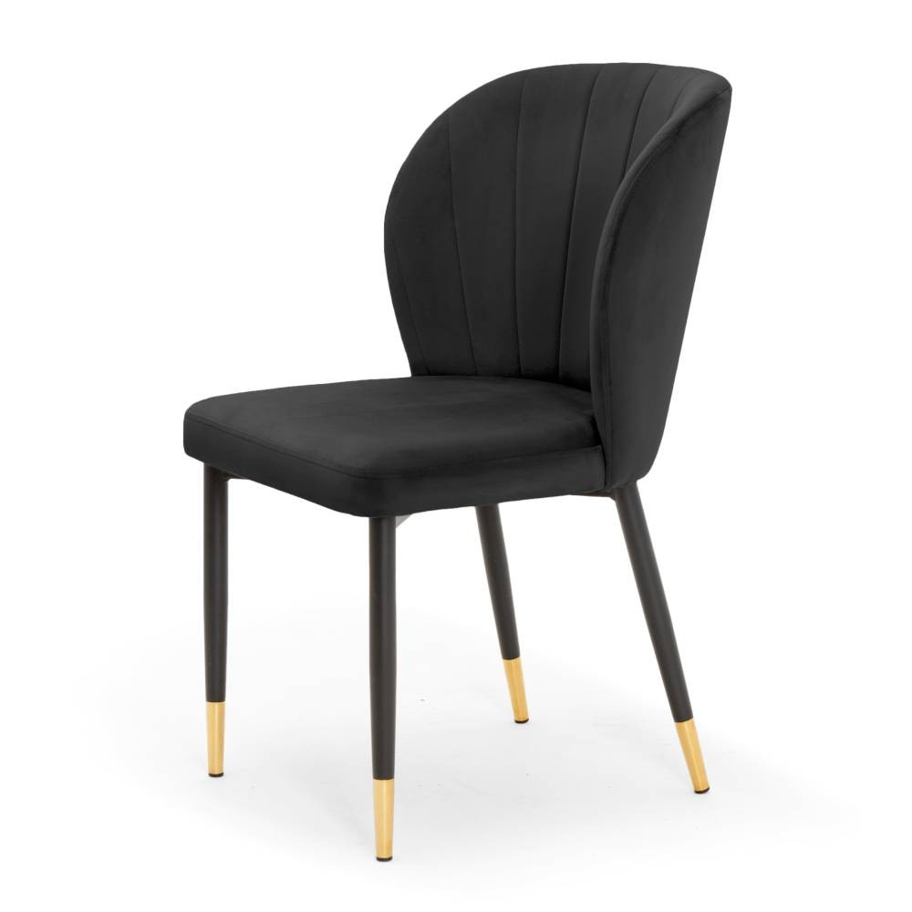 KRZESŁO Shelly stylowe, aksamitna tkanina, czarno-złote nogi, czarne, piękne KRZESŁO Shelly stylowe, aksamitna tkanina, czarno-złote nogi, czarne, piękne