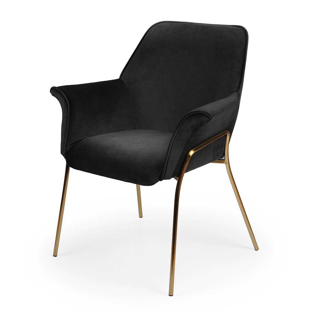 KRZESŁO czarne, welurowe siedzisko, złote nogi, styl modern classic, dostojne