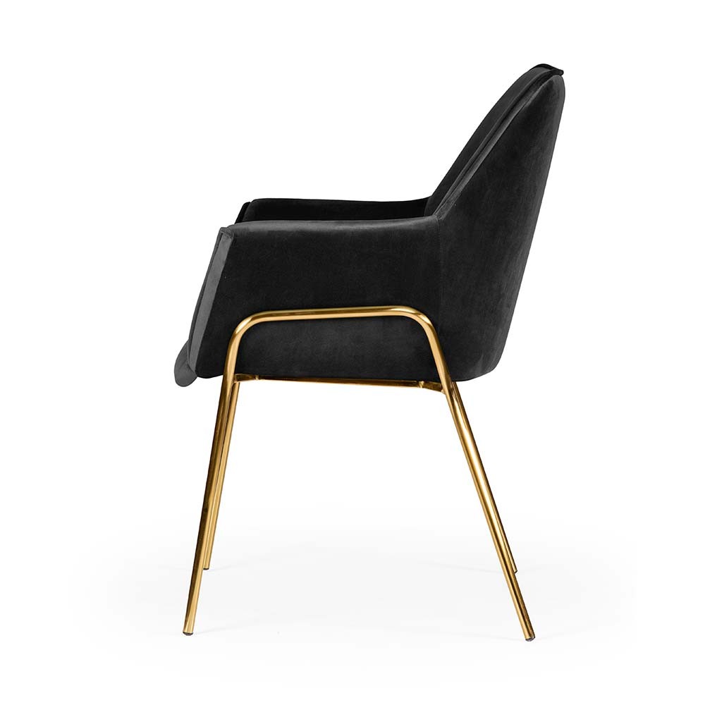 KRZESŁO czarne, welurowe siedzisko, złote nogi, styl modern classic, wyjątkowe