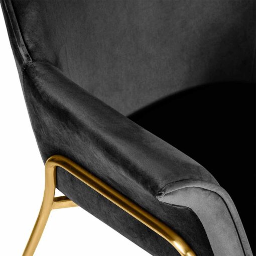 KRZESŁO czarne, welurowe siedzisko, złote nogi, styl modern classic, wyrafinowane