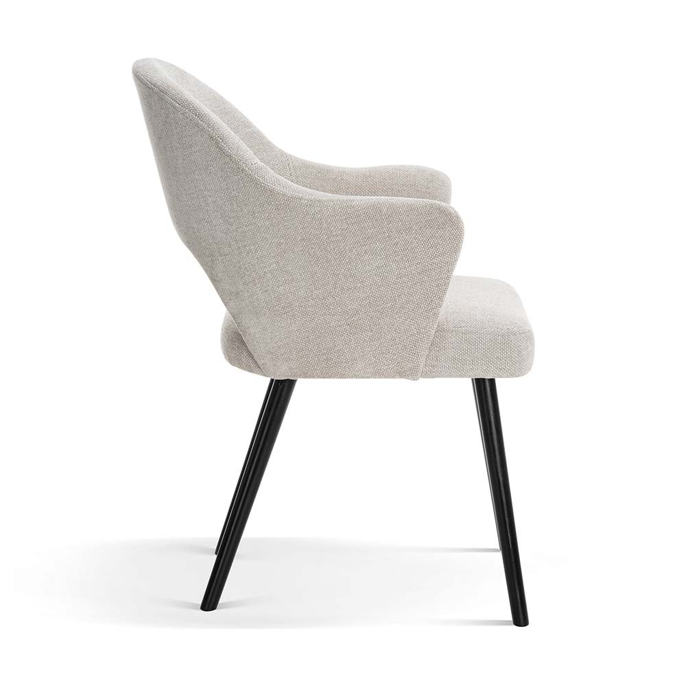 KRZESŁO do jadalni, jasnoszare, czarne nogi, nowoczesne, z podłokietnikami, designerskie KRZESŁO do jadalni, jasnoszare, czarne nogi, nowoczesne, z podłokietnikami, designerskie