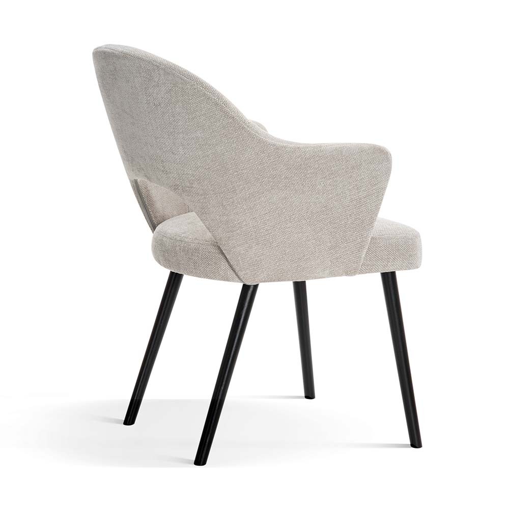 KRZESŁO do jadalni, jasnoszare, czarne nogi, nowoczesne, z podłokietnikami, unikalne KRZESŁO do jadalni, jasnoszare, czarne nogi, nowoczesne, z podłokietnikami, unikalne