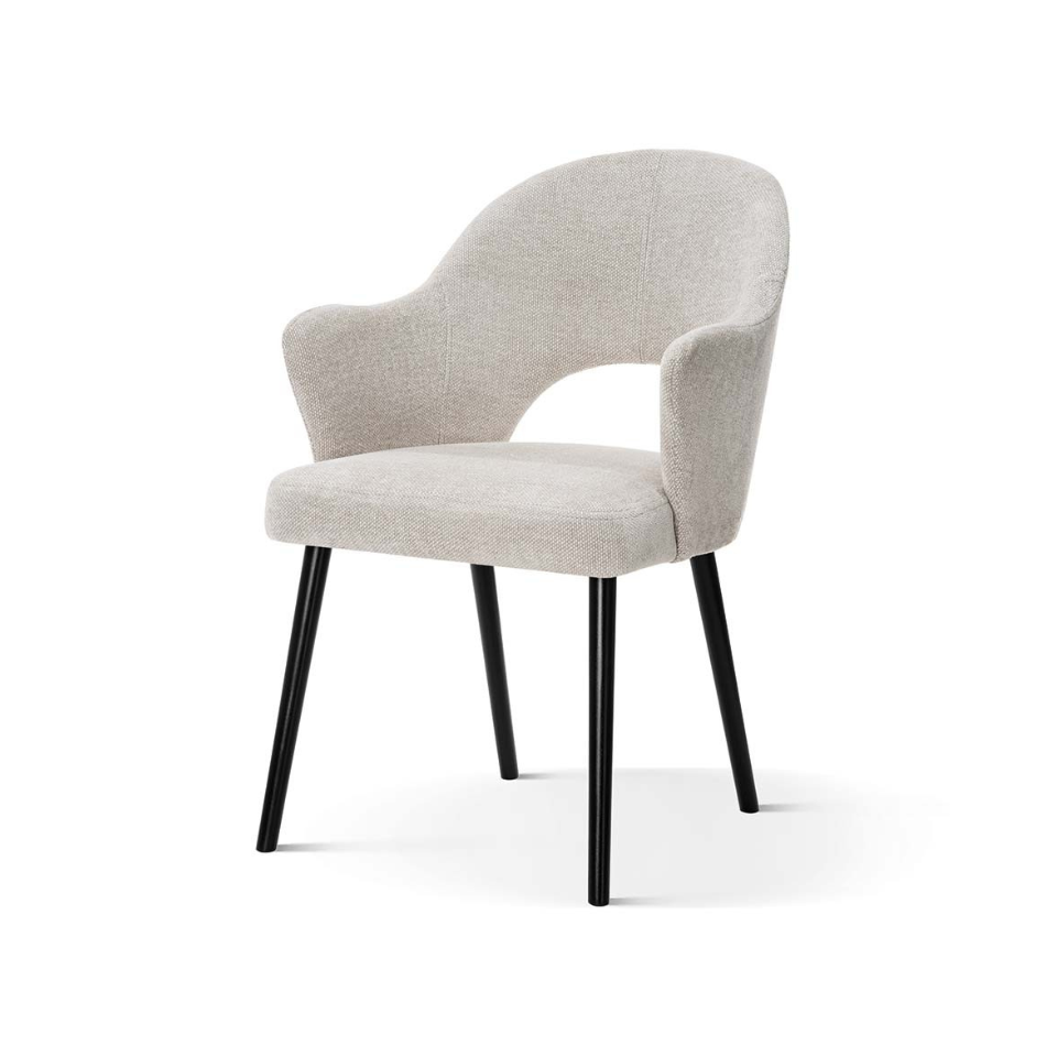 KRZESŁO do jadalni, jasnoszare, czarne nogi, nowoczesne, z podłokietnikami KRZESŁO do jadalni, jasnoszare, czarne nogi, nowoczesne, z podłokietnikami