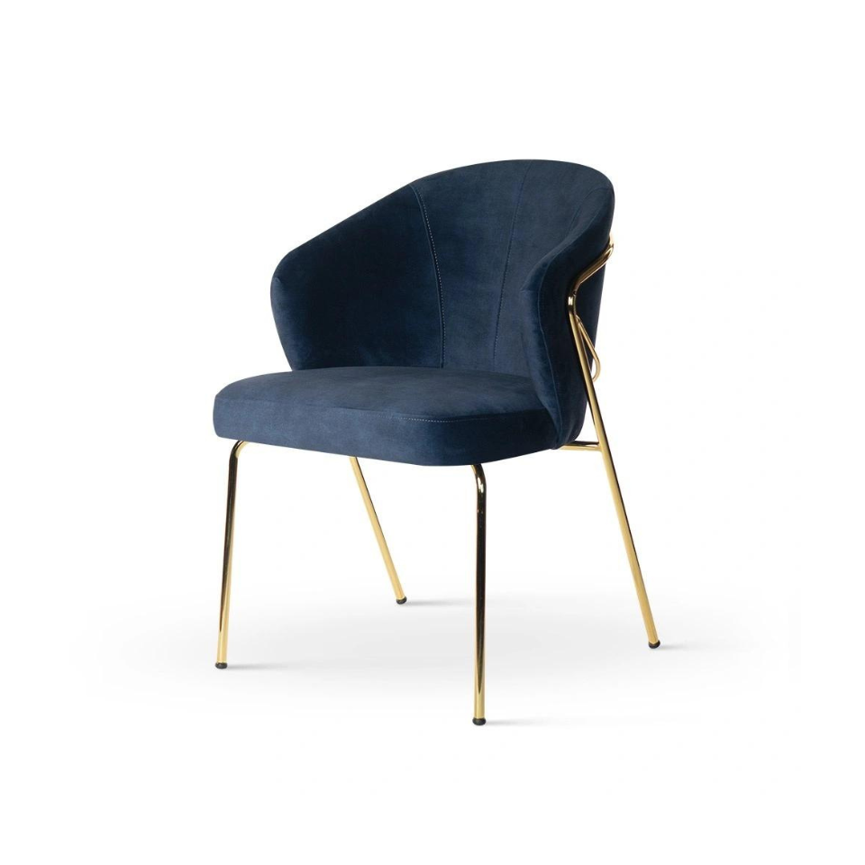 KRZESŁO granatowe siedzisko, złote nogi, eleganckie KRZESŁO granatowe siedzisko, złote nogi, eleganckie