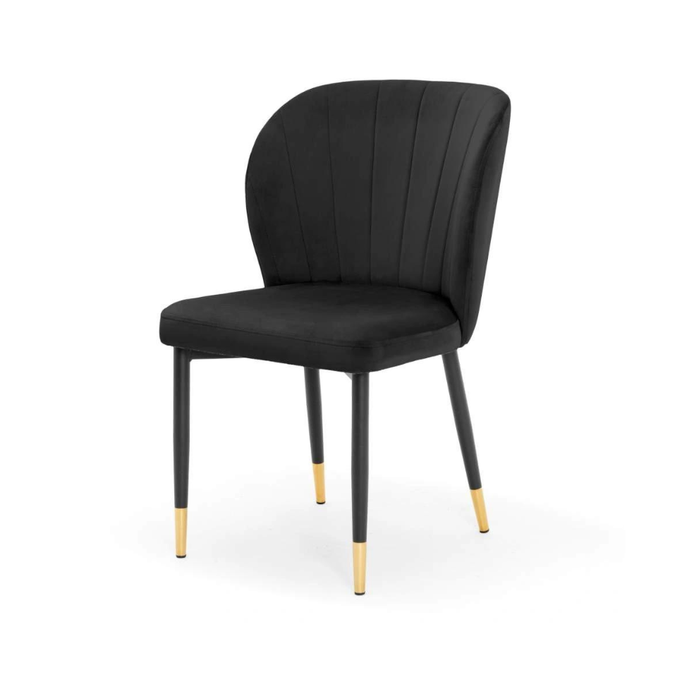 KRZESŁO stylowe, aksamitna tkanina, czarno-złote nogi, czarne KRZESŁO stylowe, aksamitna tkanina, czarno-złote nogi, czarne