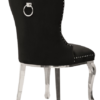 KRZESŁO w ludwikowskim stylu ze srebrnymi nogami i pikowanym siedziskiem, czarne, klasyczne