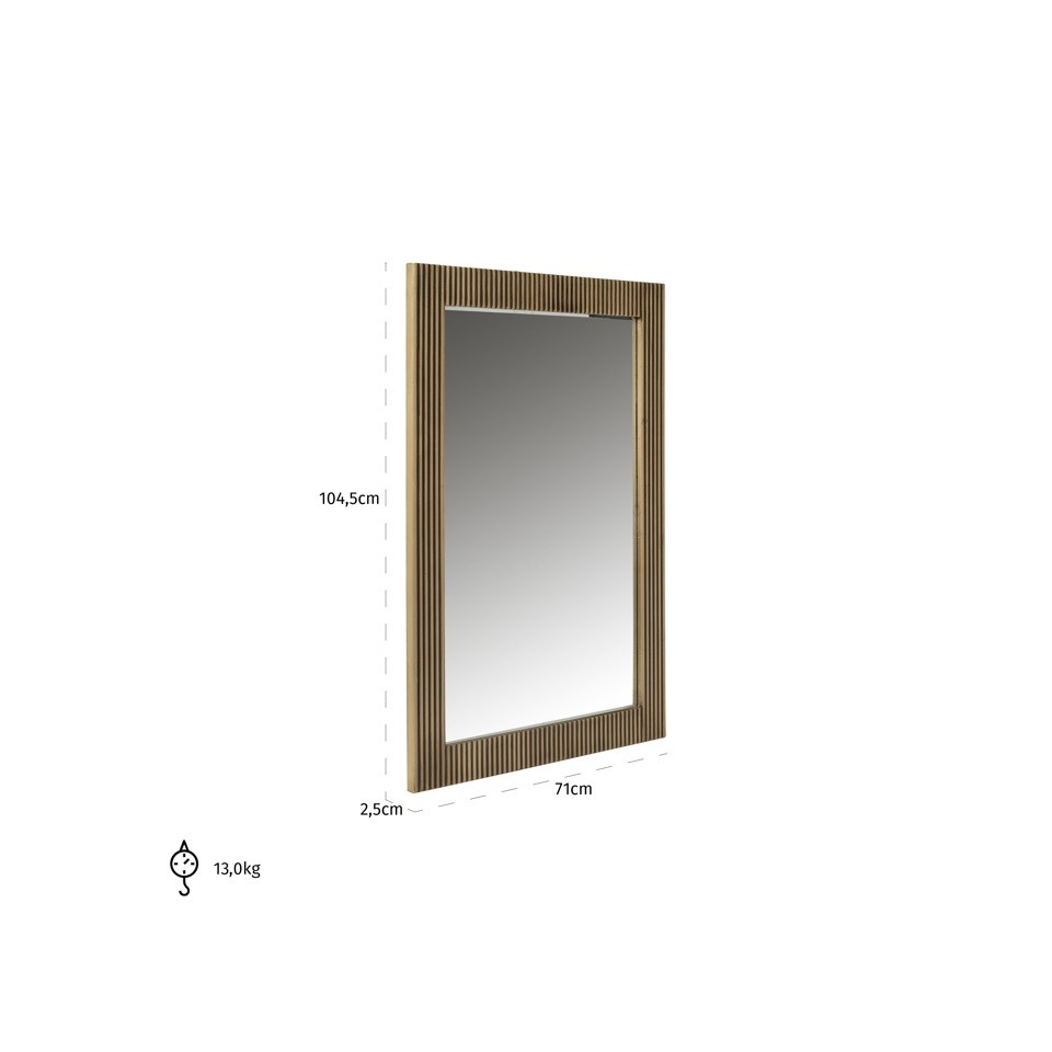 LUSTRO Ironville prostokątne, złota rama, styl glamour, mosiężne wykończenie, wymiary