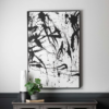 OBRAZ biało-czarny, abstrakcyjny wzór w formie plam, nowoczesny wygląd, loftowy