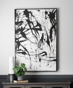 OBRAZ biało-czarny, abstrakcyjny wzór w formie plam, nowoczesny wygląd, loftowy