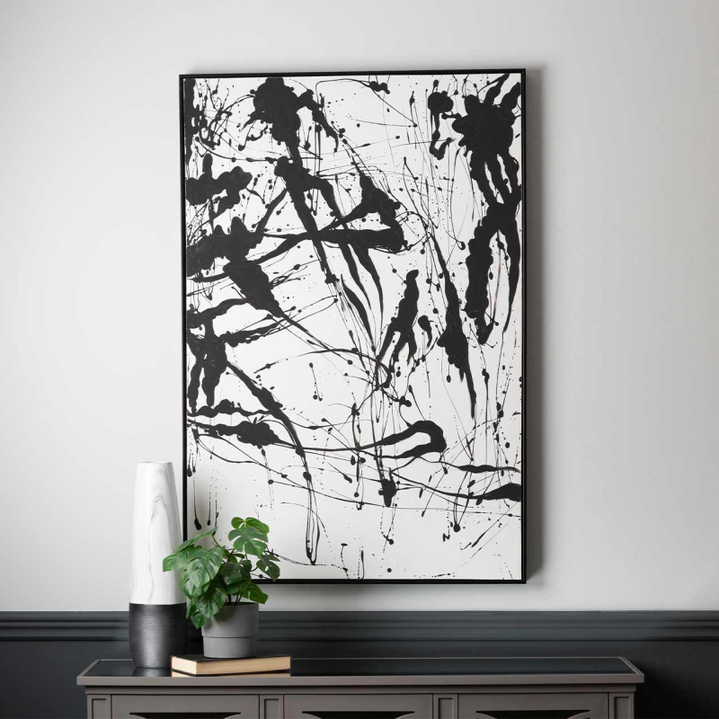 OBRAZ biało-czarny, abstrakcyjny wzór w formie plam, nowoczesny wygląd, loftowy OBRAZ biało-czarny, abstrakcyjny wzór w formie plam, nowoczesny wygląd, loftowy