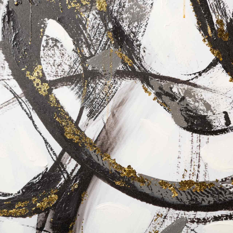 OBRAZ biało-czarny z elementami złota, kwadratowy, abstrakcyjny styl, wyjątkowy