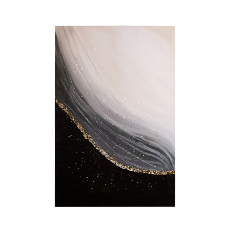 OBRAZ czarno-biały, złoty detal, prostokątny, elegancki styl OBRAZ czarno-biały, złoty detal, prostokątny, elegancki styl