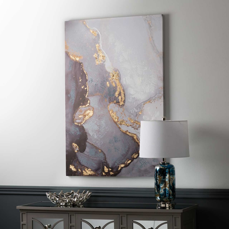 OBRAZ prostokątny, srebrno-czarno-złoty, abstrakcyjny motyw, loftowy styl, piękny