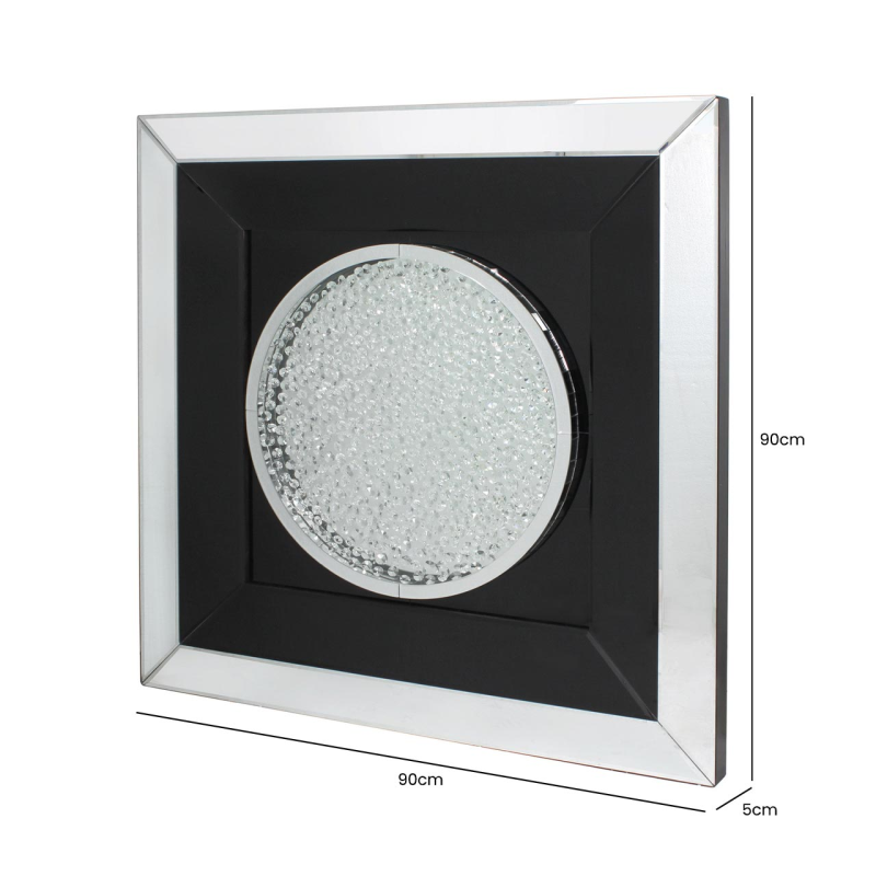 OBRAZ przestrzenny, srebrno-czarny, z kryształkami, styl glamour, wymiary OBRAZ przestrzenny, srebrno-czarny, z kryształkami, styl glamour, wymiary