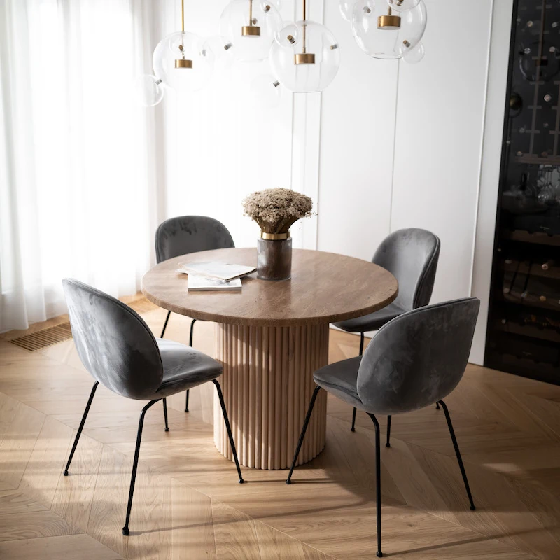 STÓŁ jadalniany okrągły, drewniana podstawa, trawertynowy blat, ekskluzywny STÓŁ jadalniany okrągły, drewniana podstawa, trawertynowy blat, ekskluzywny