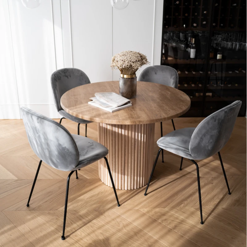 STÓŁ jadalniany okrągły, drewniana podstawa, trawertynowy blat, wysoka jakość STÓŁ jadalniany okrągły, drewniana podstawa, trawertynowy blat, wysoka jakość