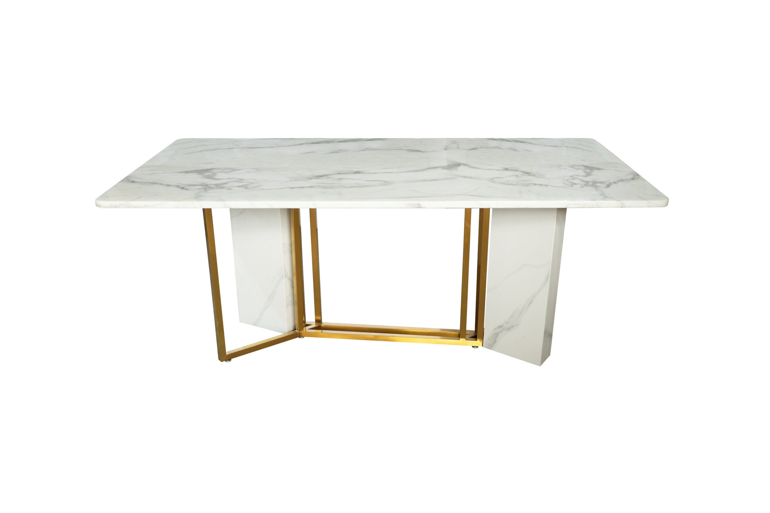 STÓŁ jadalniany, prostokątny, biały blat imitujący marmur, złote nogi, glamour, piękny