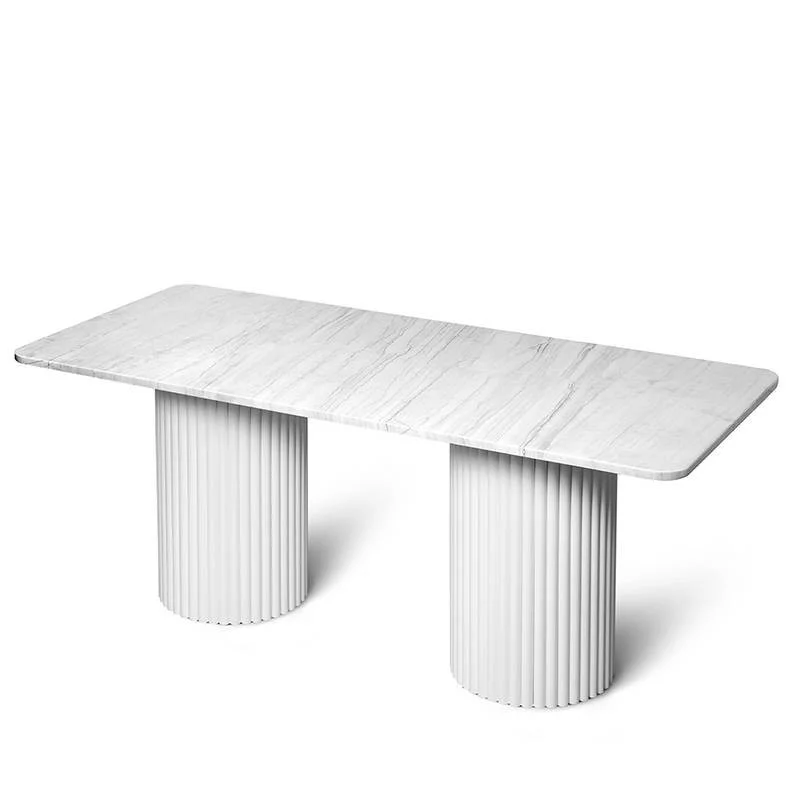 STÓŁ jadalniany, prostokątny, blat o zaokrąglonych rogach, stalowa podstawa, biały, ekskluzywny STÓŁ jadalniany, prostokątny, blat o zaokrąglonych rogach, stalowa podstawa, biały, ekskluzywny