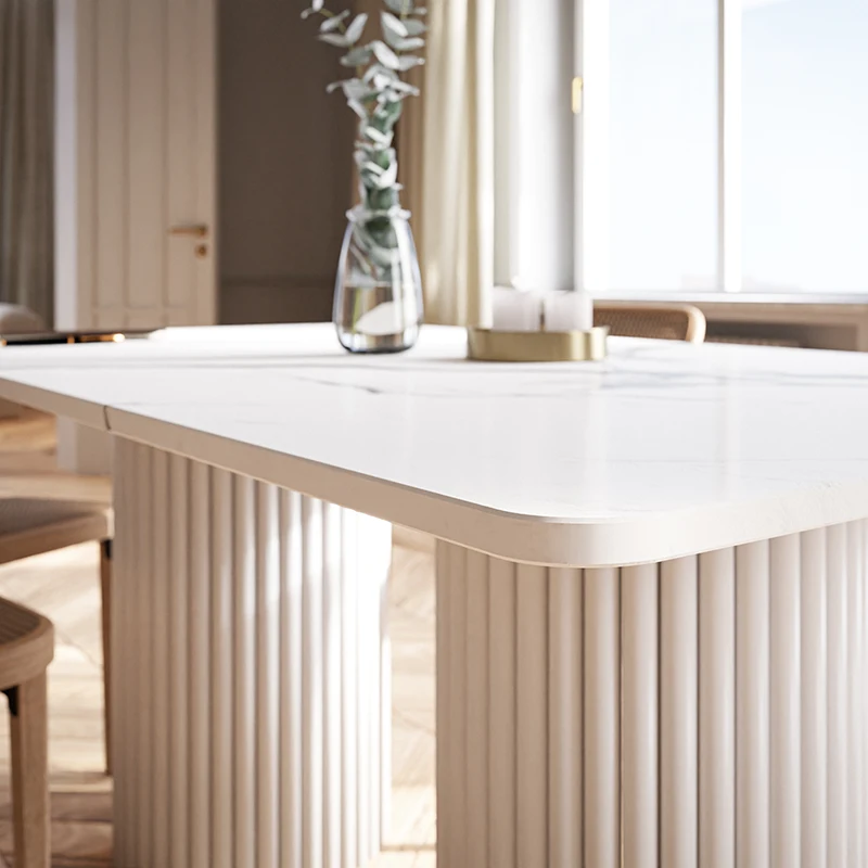 STÓŁ jadalniany, prostokątny, blat o zaokrąglonych rogach, stalowa podstawa, biały, piękny STÓŁ jadalniany, prostokątny, blat o zaokrąglonych rogach, stalowa podstawa, biały, piękny