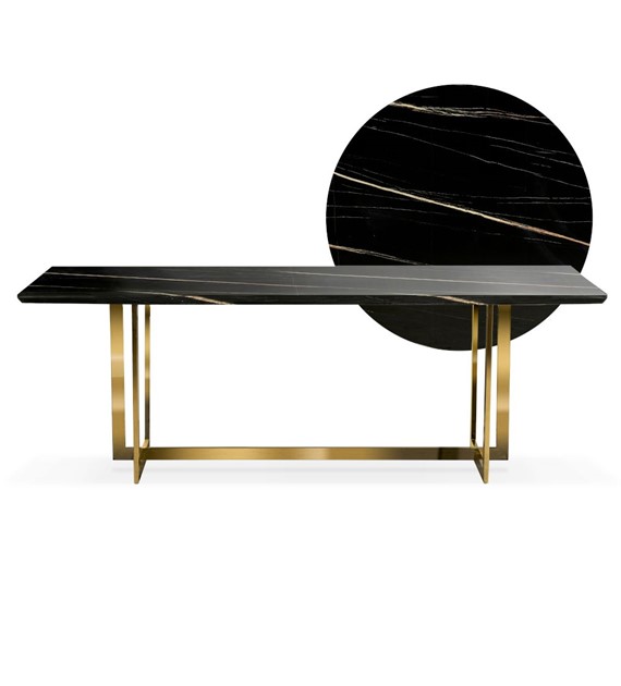 STÓŁ kwadratowy, czarny blat, złote podstawa, styl glamour, piękny