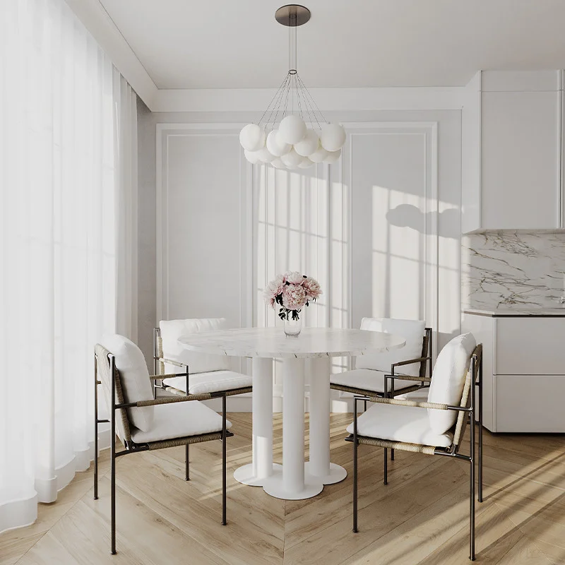 STÓŁ okrągły, biały, marmurowy blat, potrójna podstawa, satynowe wykończenie, piekny STÓŁ okrągły, biały, marmurowy blat, potrójna podstawa, satynowe wykończenie, piekny