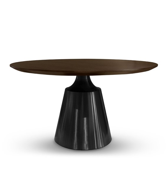 STÓŁ okrągły, jadalniany, drewniany, orzechowy blat, czarna podstawa, ekskluzywny 135x76 STÓŁ okrągły, jadalniany, drewniany, orzechowy blat, czarna podstawa, ekskluzywny 135x76