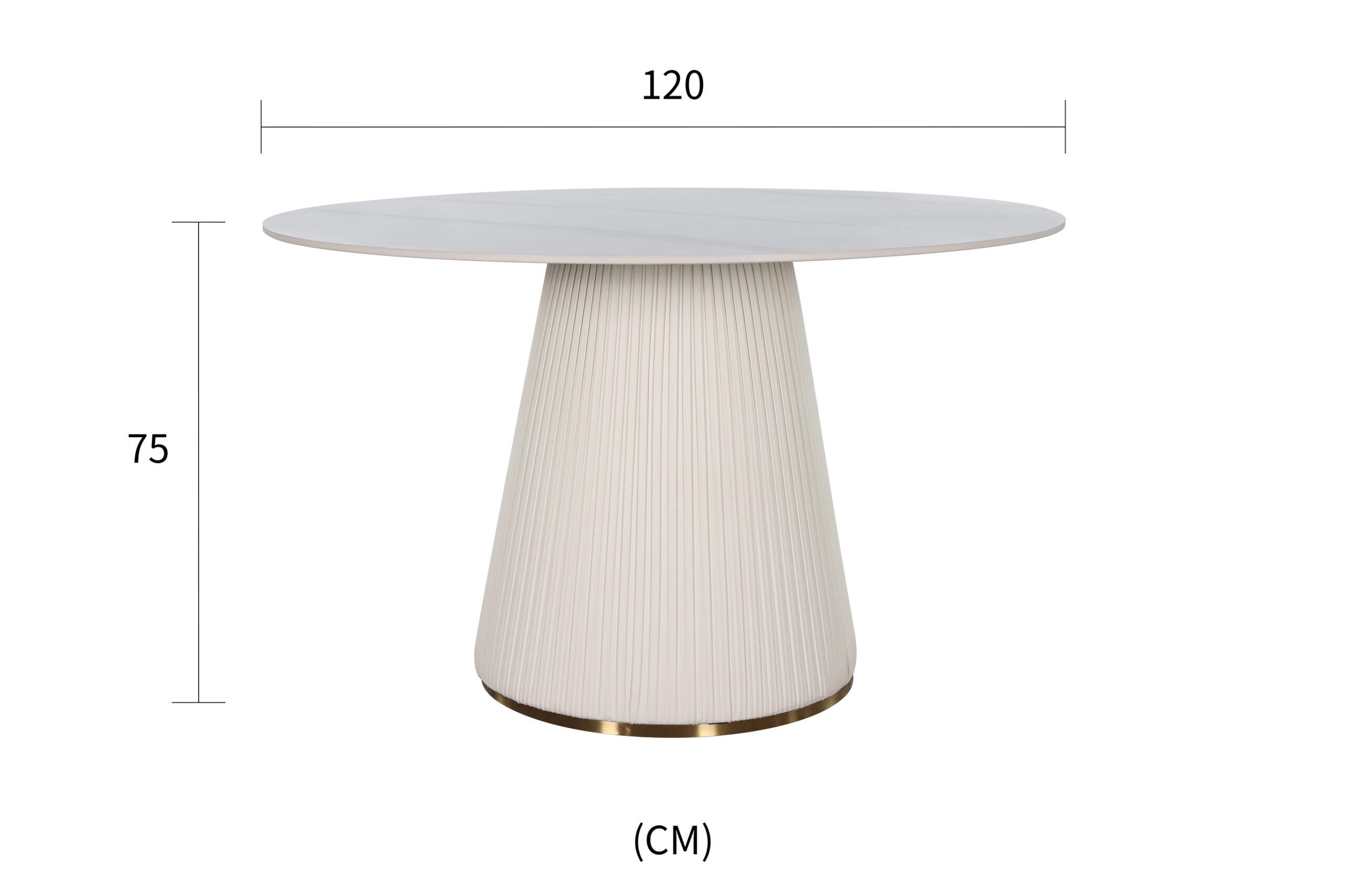 STÓŁ okrągły, plisowana podstawa, blat imitujący biały marmur, elegancki, wymiary STÓŁ okrągły, plisowana podstawa, blat imitujący biały marmur, elegancki, wymiary