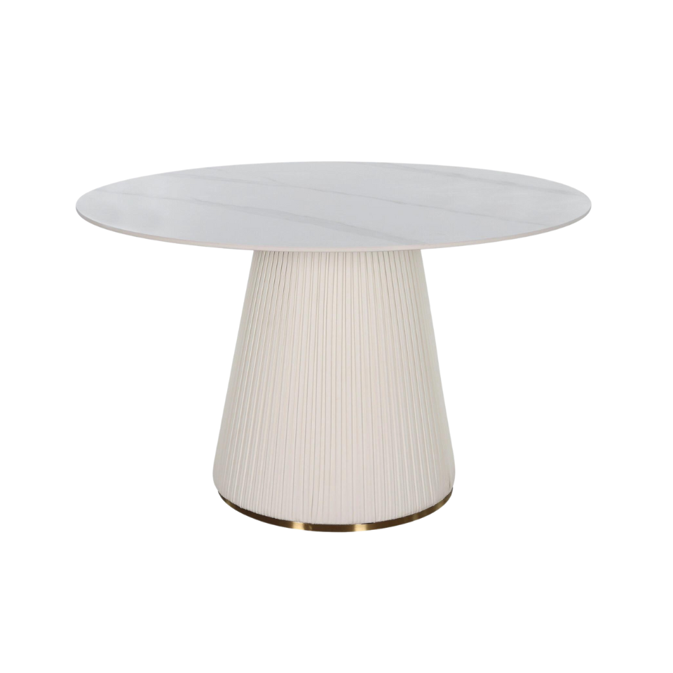 STÓŁ okrągły, plisowana podstawa, blat imitujący biały marmur, elegancki STÓŁ okrągły, plisowana podstawa, blat imitujący biały marmur, elegancki