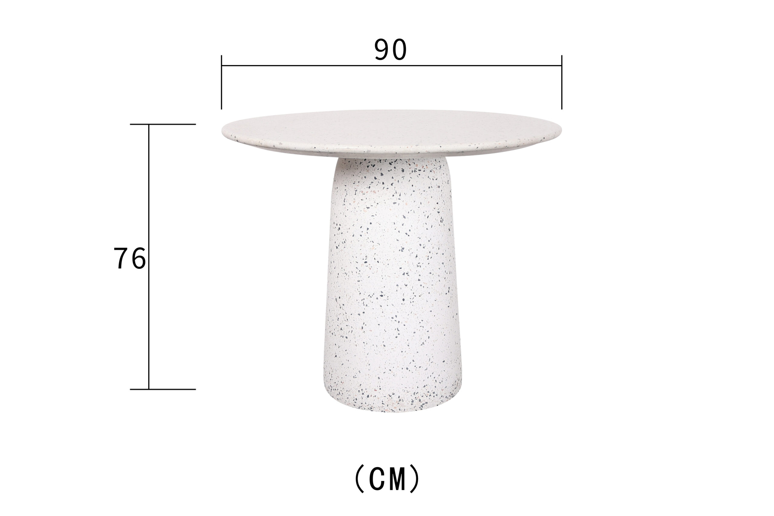 STÓŁ okrągły z naturalnego kamienia, biały, wykończenie lastryko, wymiary STÓŁ okrągły z naturalnego kamienia, biały, wykończenie lastryko, wymiary