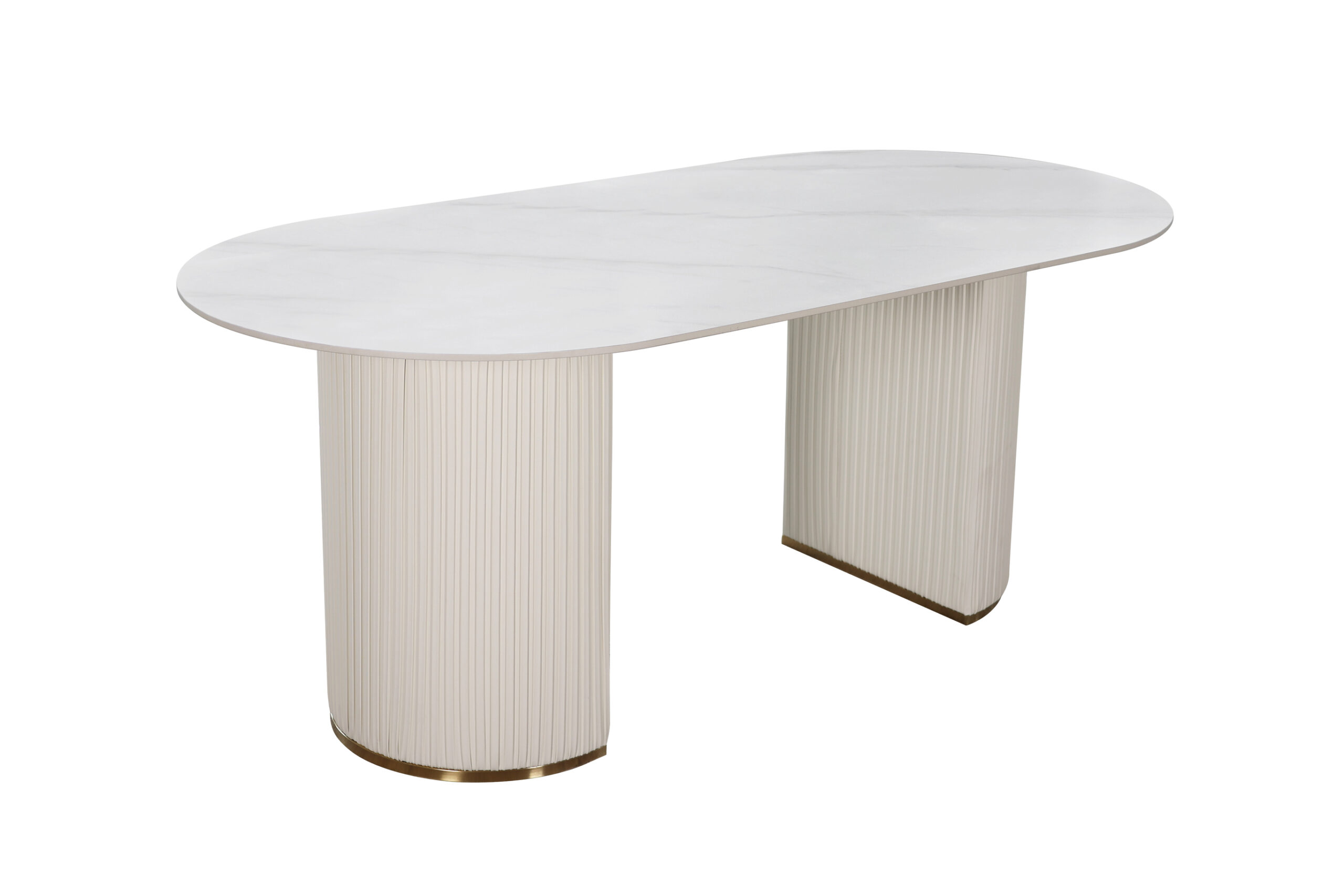STÓŁ owalny na dwóch nogach, biały z złotymi detalami, nowoczesny, elegancki