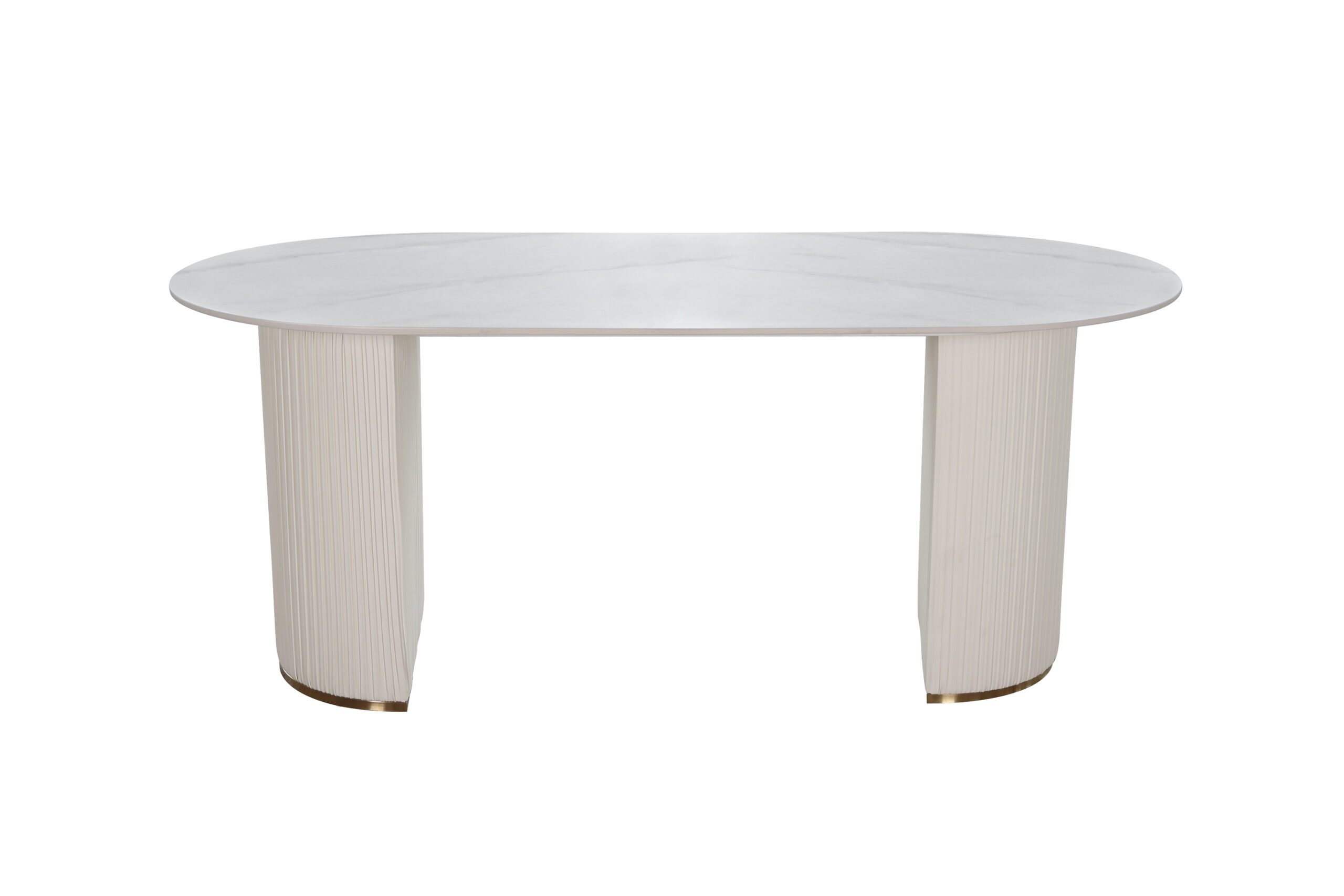 STÓŁ owalny na dwóch nogach, biały z złotymi detalami, nowoczesny, piękny