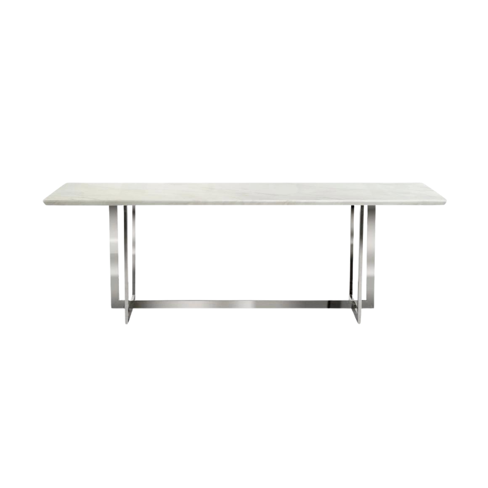 STÓŁ prostokątny, biały blat, srebrna, metalowa podstawa, ekskluzywny STÓŁ prostokątny, biały blat, srebrna, metalowa podstawa, ekskluzywny