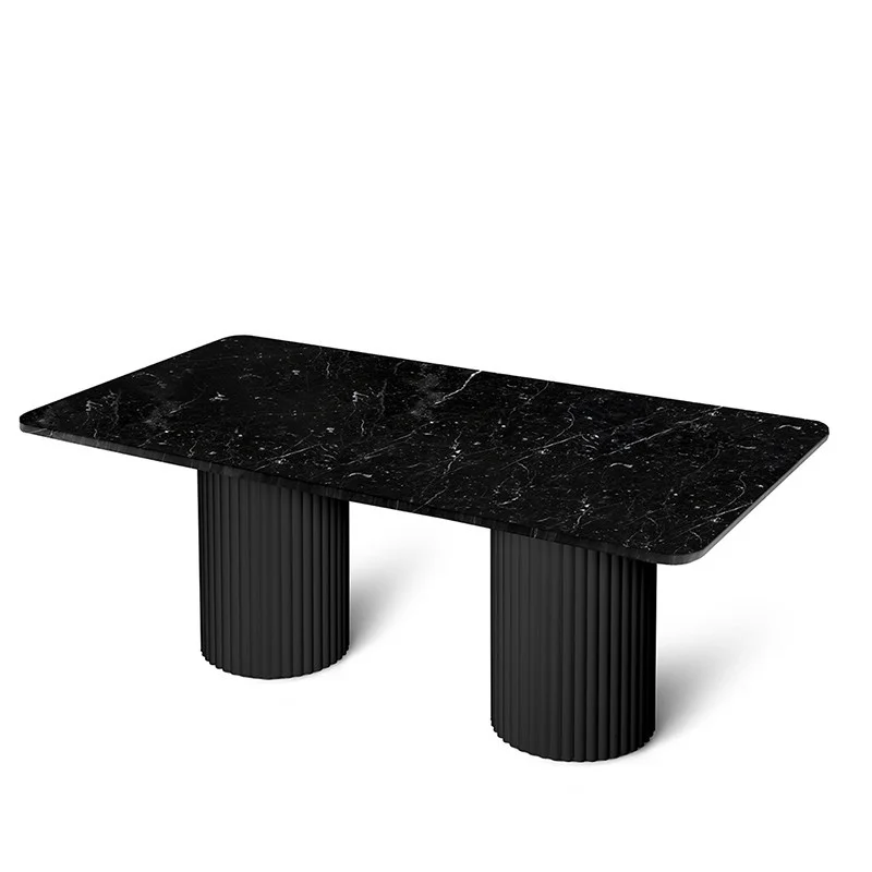 STÓŁ prostokątny, czarny, kwarcytowy blat, ryflowana stalowa podstawa, elegancki, piękny STÓŁ prostokątny, czarny, kwarcytowy blat, ryflowana stalowa podstawa, elegancki, piękny