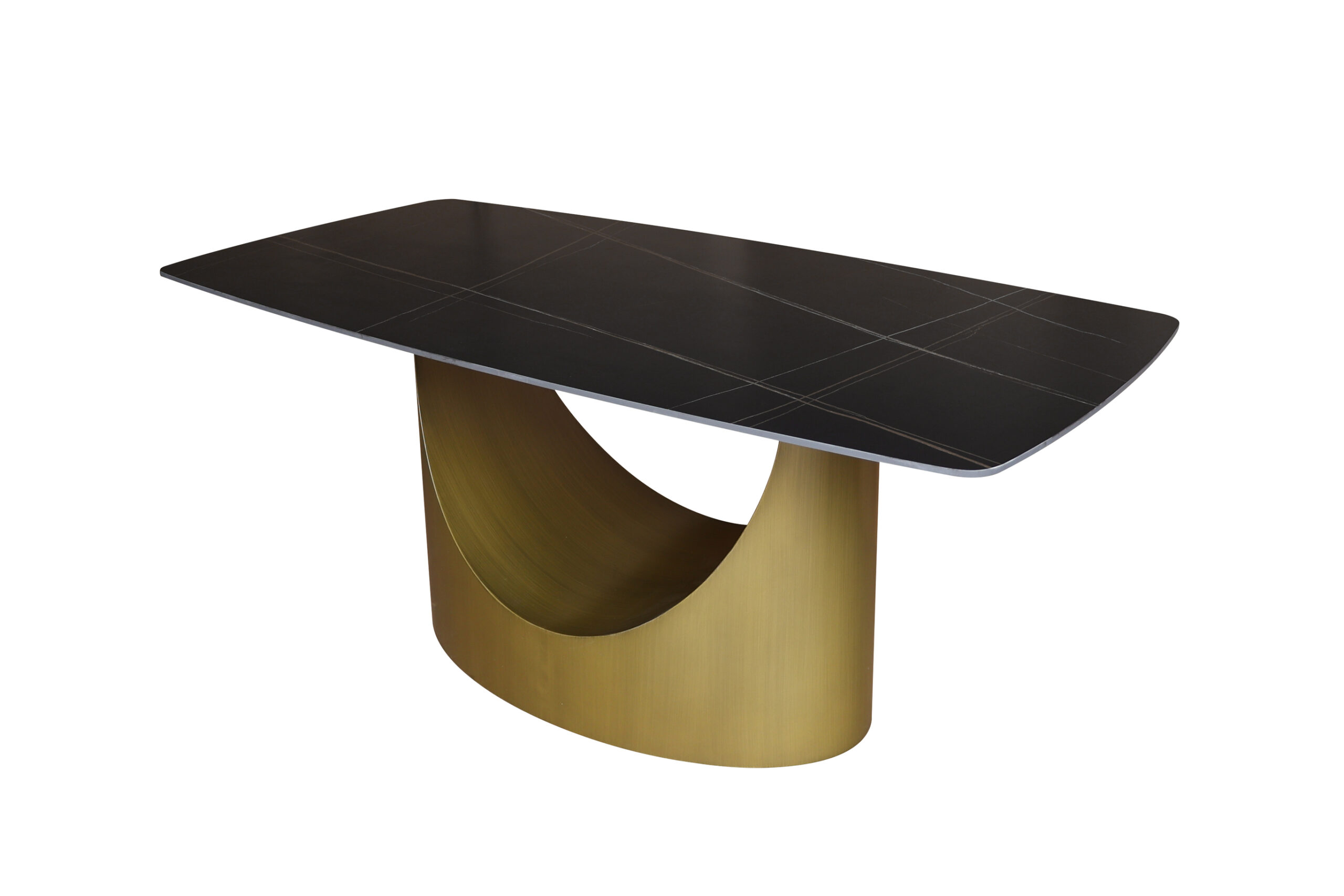 STÓŁ prostokątny, nowoczesna złota podstawa, czarny blat, styl glamour, ekskluzywny