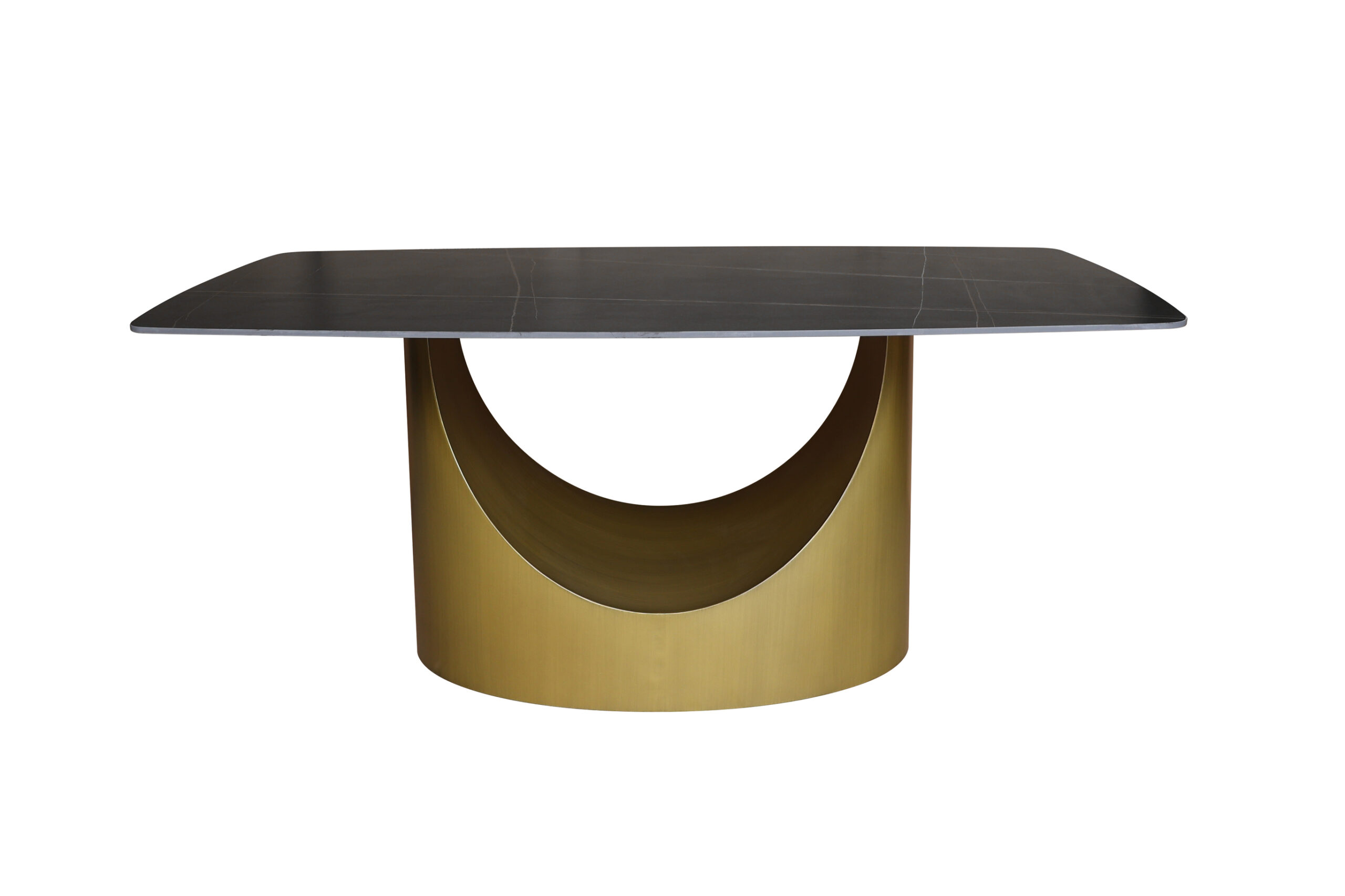 STÓŁ prostokątny, nowoczesna złota podstawa, czarny blat, styl glamour, piękny