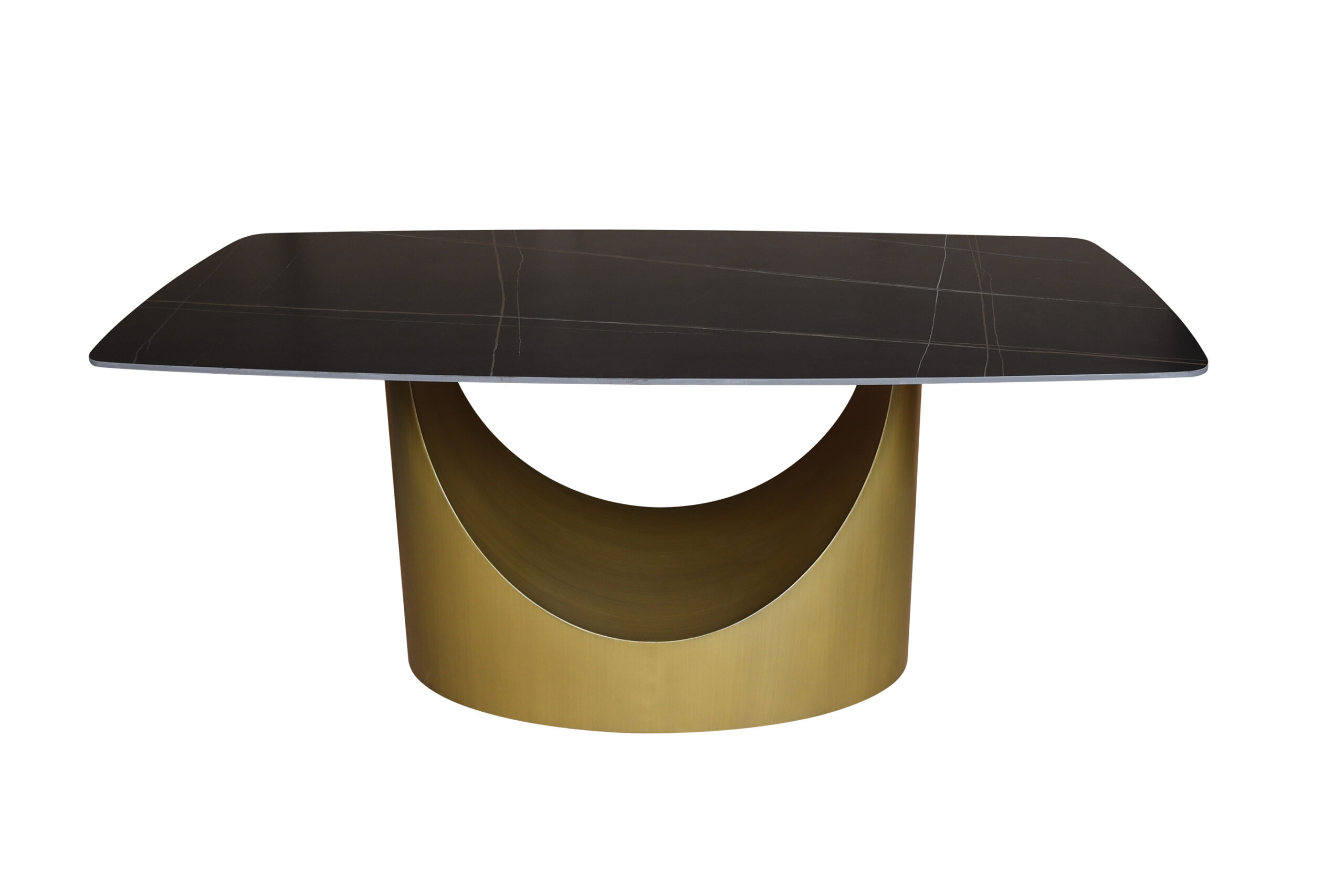 STÓŁ prostokątny, nowoczesna złota podstawa, czarny blat, styl glamour, wyjątkowy