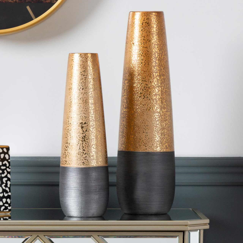 WAZON ceramiczny, złoto-czarny, wyrafinowany, elegancki, mały, glamour