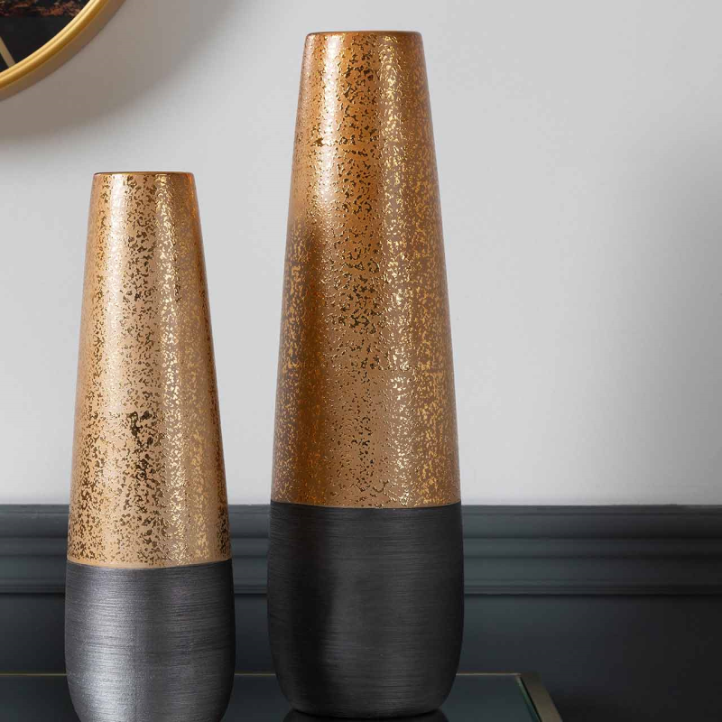 WAZON ceramiczny, złoto-czarny, wyrafinowany, elegancki, mały, piękny