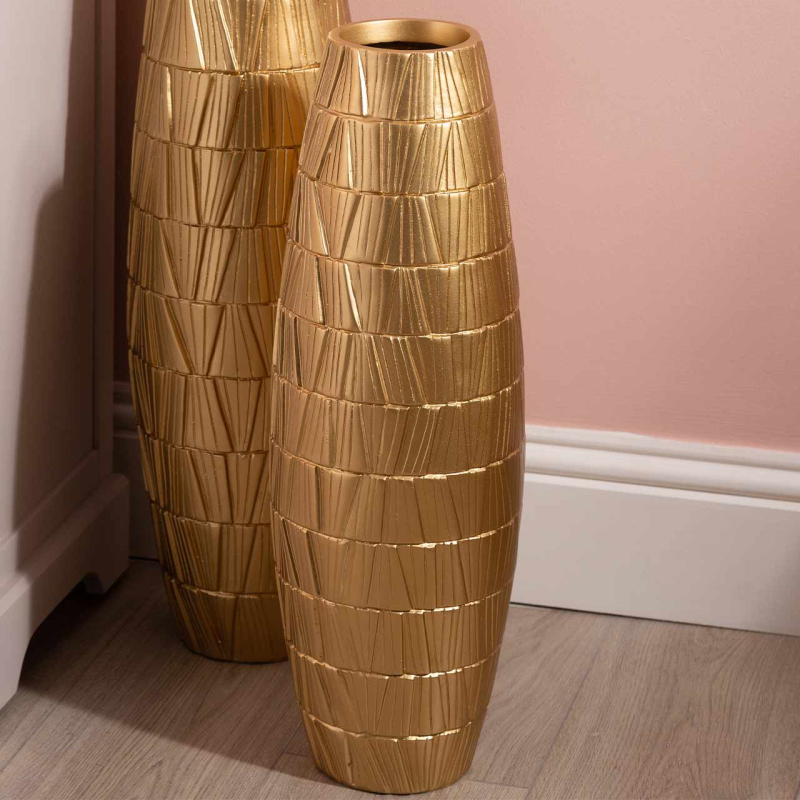 WAZON podłogowy złoty z żywicy poliestrowej, wyjątkowa faktura, glamour