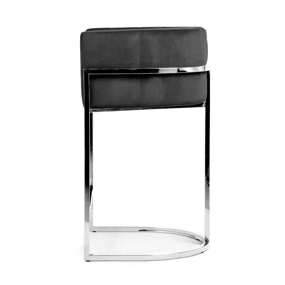 HOKER na srebrnych nogach z czarną tapicerką, elegancki styl, ekskluzywny HOKER na srebrnych nogach z czarną tapicerką, elegancki styl, ekskluzywny