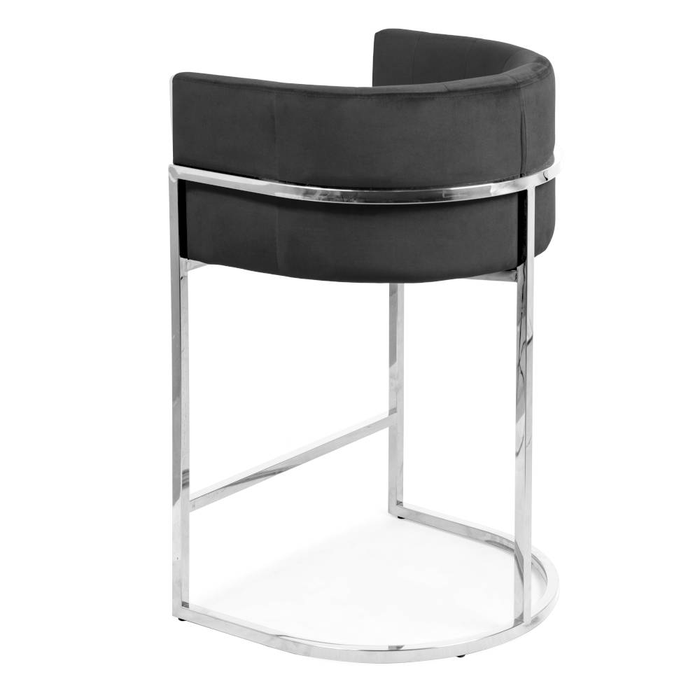 HOKER na srebrnych nogach z czarną tapicerką, elegancki styl, wyjątkowy HOKER na srebrnych nogach z czarną tapicerką, elegancki styl, wyjątkowy