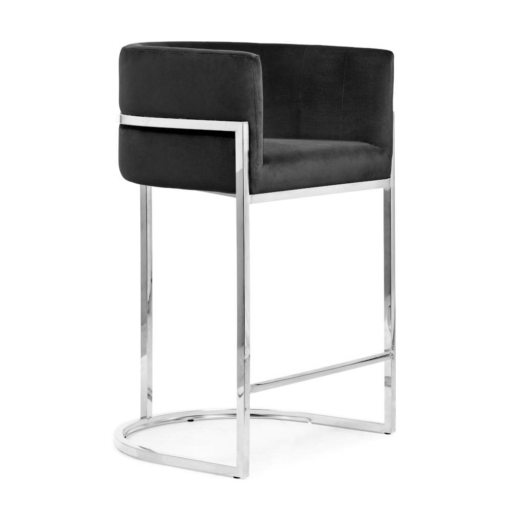 HOKER na srebrnych nogach z czarną tapicerką, elegancki styl HOKER na srebrnych nogach z czarną tapicerką, elegancki styl