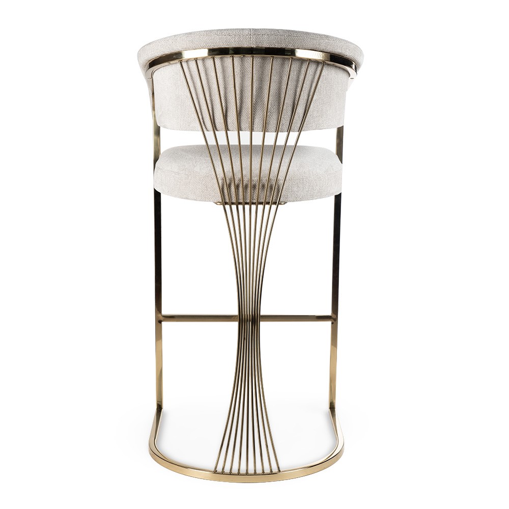 HOKER na złotych nogach, jasnoszara tapicerka, elegancki, glamour, wyjątkowy HOKER na złotych nogach, jasnoszara tapicerka, elegancki, glamour, wyjątkowy