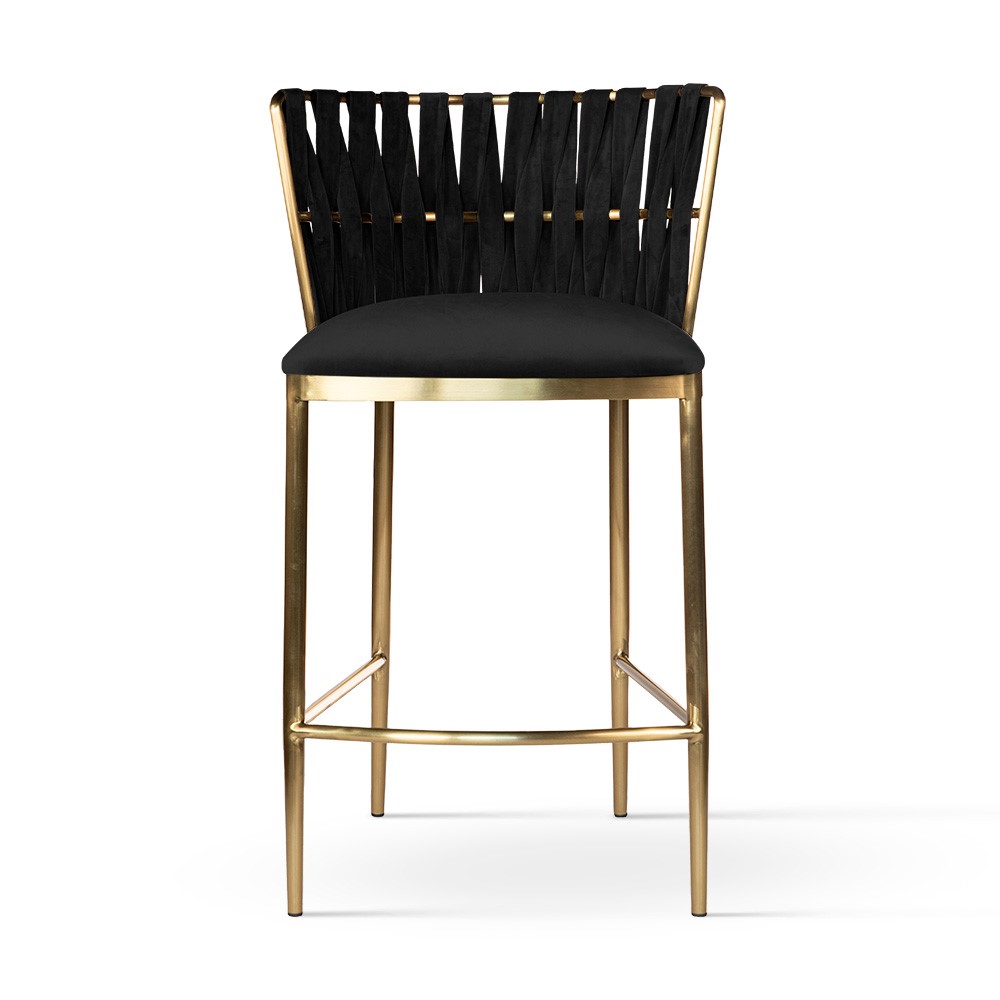 HOKER złote szczotkowane nogi, czarny welwet, przeplatane oparcie, glamour 60, piękny HOKER złote szczotkowane nogi, czarny welwet, przeplatane oparcie, glamour 60, piękny