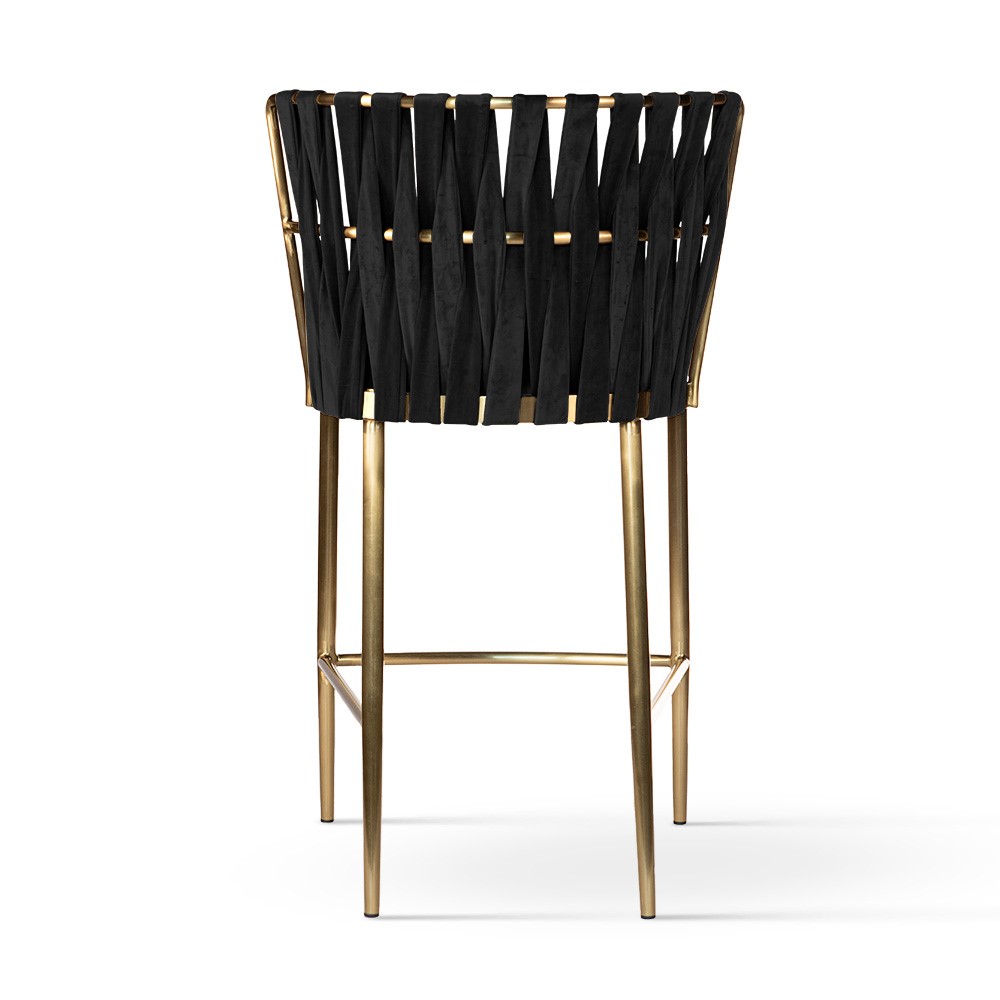 HOKER złote szczotkowane nogi, czarny welwet, przeplatane oparcie, glamour 60, wyjątkowy HOKER złote szczotkowane nogi, czarny welwet, przeplatane oparcie, glamour 60, wyjątkowy