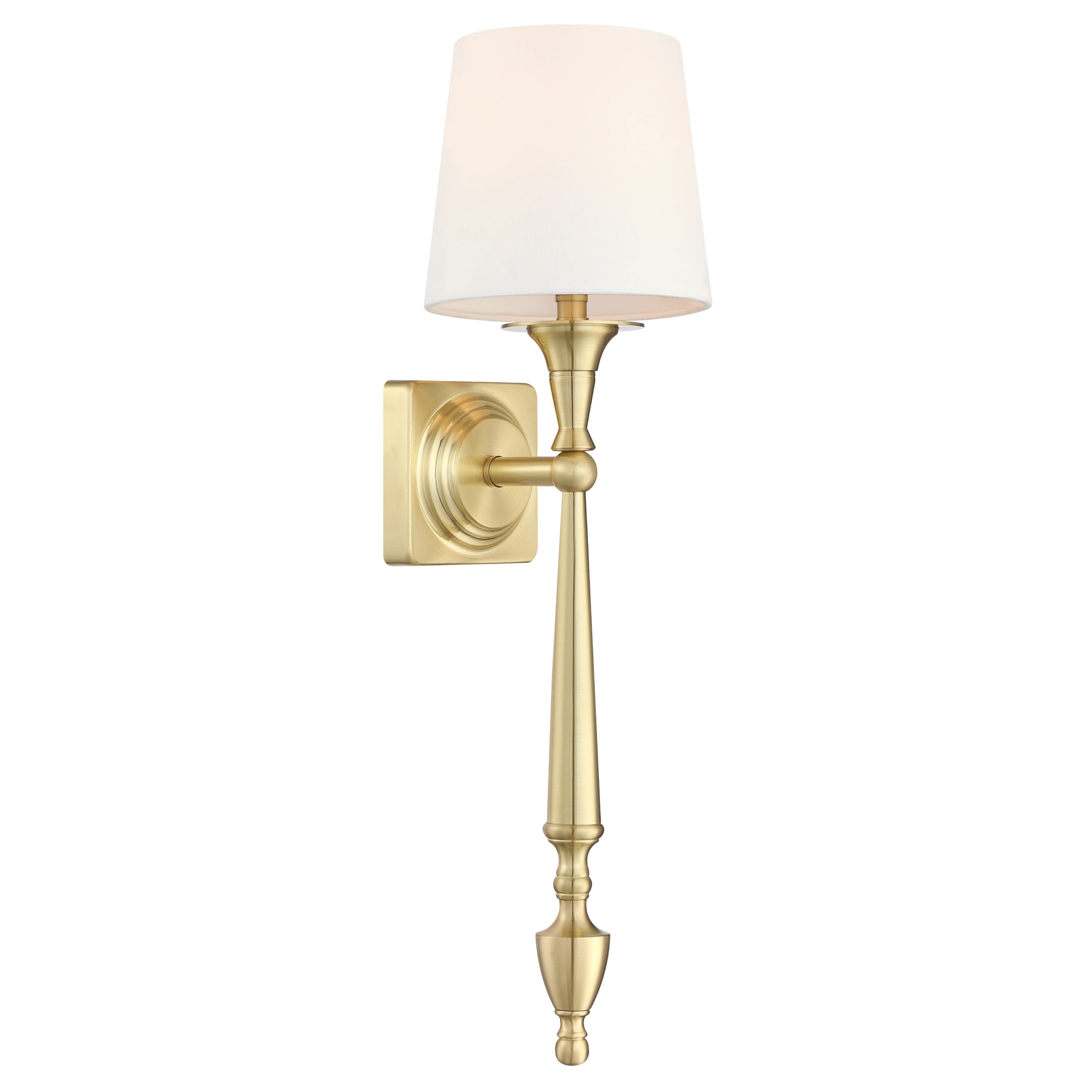 KINKIET Austin mosiężny z białym abażurem, elegancki, klasyczny styl