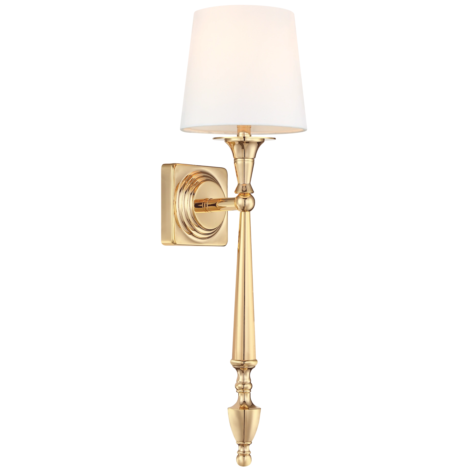 KINKIET Austin złoty z białym, materiałowym abażurem, elegancki