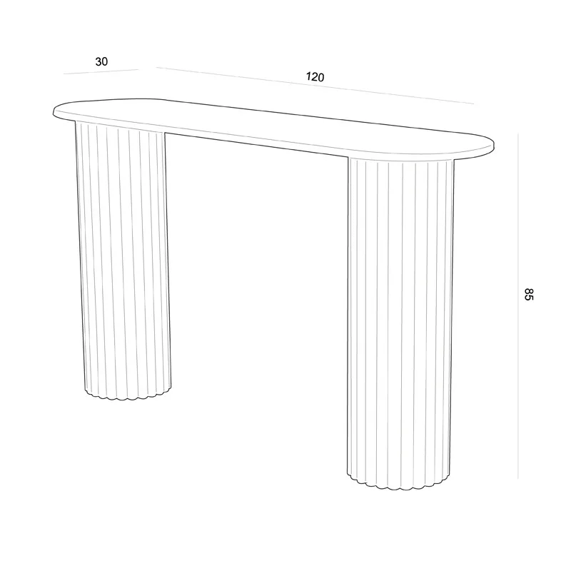 KONSOLA biała z ryflowaną podstawą, marmurowym zaokrąglonym blatem, elegancka, wymiary